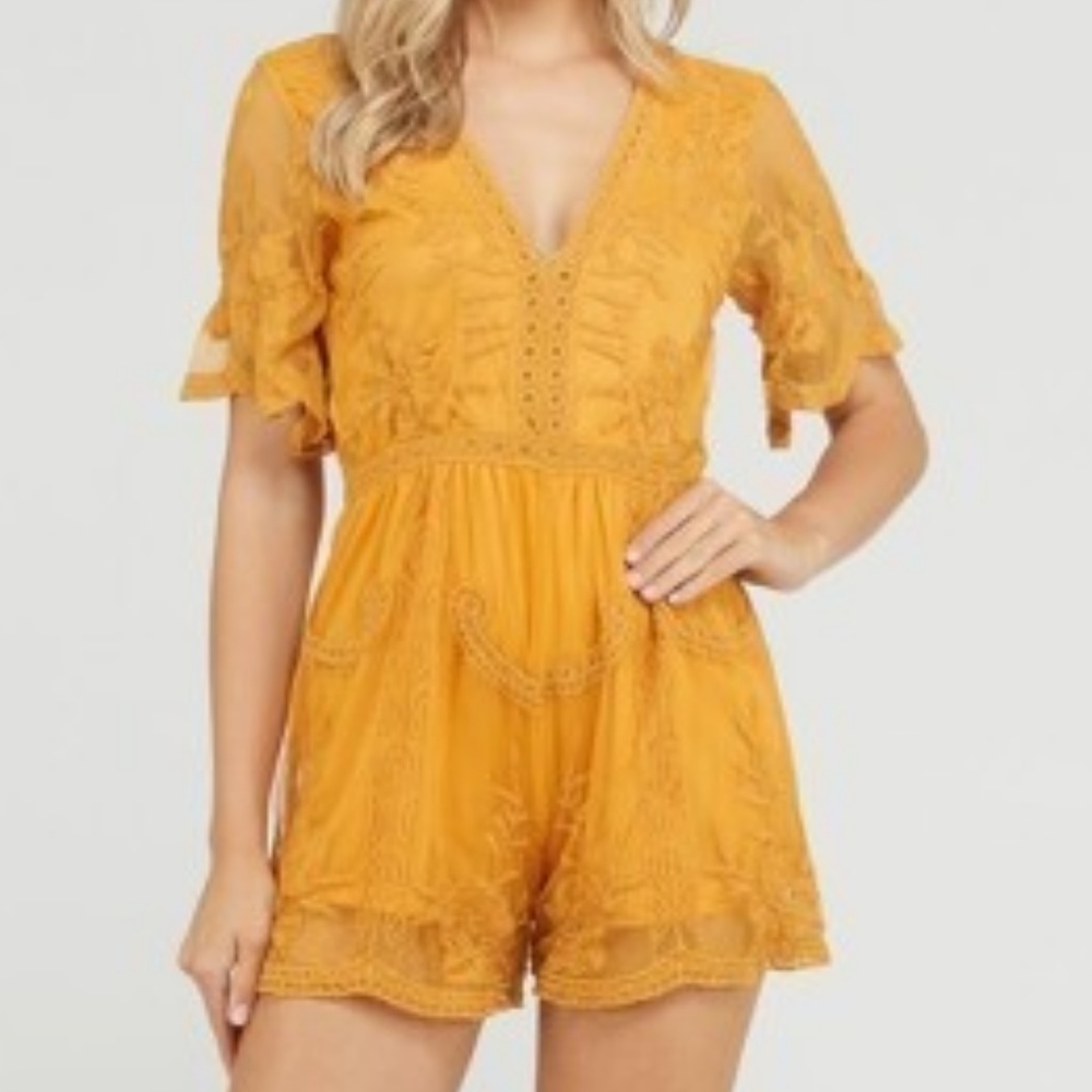 NWT Mustard Lace Romper - Picture 3 of 5